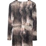 ZARA Snakeskin Long Sleeve V Neck Button Down Midi Dress Stretchy M Beige Brown Photo 5