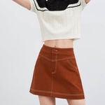 ZARA  Rust Orange Seamed Mini Skirt‎ Size M Photo 0