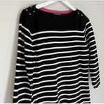 Ralph Lauren Knit Sweater Dress Women Medium Stripe Black/White 3/4 Sleeves Photo 2