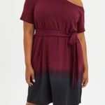 Torrid NWT Off the Shoulder Tie Dye Gradient Ombré Burgundy and Black Dress Photo 2