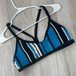 Vintage Bikini Top striped racerback womens Blue (size 6) swim Photo 0
