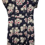 Boden Notting Hill Silk Dress Floral Print Navy Cream Magenta Size 8 Long Retro Blue Photo 0