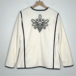 Bob Mackie Wearable Art Cream Black Fleece Embroidered Full Zip Jacket Coat Vtg Photo 6
