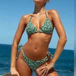 Berlook Green Reversible Triangle Floral Bikini Set Photo 0