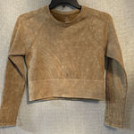 Aerie Offline  Crop Top Womens Gold Long Sleeve Ribbed Round Neck Workout NEW Photo 0