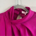 Parker NYC Blouse Megan High Neck Flounce Sleeveless Top in Dark Azalea Sz M NWT Photo 5