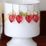 Strawberry Flower Earrings Red Photo 3