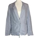 Poetry Blue 100% Linen Lightweight Blazer Jacket Sz 6 Pockets Unlined Lagenlook Photo 2