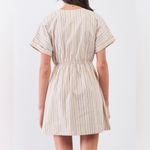 Le lis  Mini Shirt Dress Womens S Cream Striped Tie Front Cut Out Cottagecore Photo 1