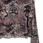 Hot Topic NWT Hot‎ Topic Cosmic Aura Skeleton Cowboy Mesh Top Medium Bell Sleeve Goth Punk Photo 0