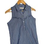 Abercrombie & Fitch Abercrombie Fitch Dress Womens XS Sleeveless Striped Ruffle Henley Western Blue Photo 4