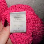 Le lis NWT  Barbie Pink Crochet Knit One Shoulder Mini Bodycon Sweater Dress LG Photo 5