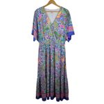 Cato  Paisley Maxi Dress Size 14/16W Smocked Waist V-Neck‎ Colorful Boho Beachy Photo 2