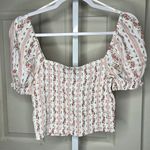 Forever 21  Smocked Dainty Floral Puff Sleeve Top Photo 5