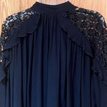 Free People Little Bit Of Love Crochet Lace Ruffle Keyhole Blouse Black Size XS Photo 14
