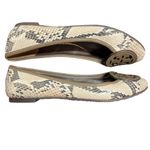 Tory Burch Louisa Python Brown Beige Black Snake Print Logo Ballet Flat Size 6.5 Photo 3