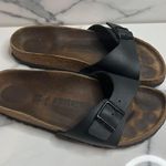 Birkenstock Women's Black Leather Festival Boho Madrid Slides Sandals Sz 39 Sz 8 Photo 0