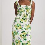 Amanda Uprichard x Revolve Green Floral Smocked Sleeveless Ruffle Midi Dress M Photo 2