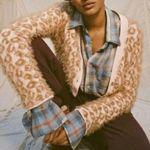 Kimchi Blue Meo Cardigan Fuzzy Animal Print Pink Tan Size M Medium Photo 1