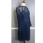 Kachel Anthropologie Blue Lace Overlay Tiered Sweetheart Long Sleeve Dress 12 Photo 3