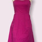 Fossil Strapless Midi Women Dress Size XS Fuchsia Elastic Back Pocket Zip Preppy Photo 13
