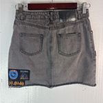 Fresh Produce  1 Grunge DefLeppard Patches Black Denim Mini Skirt Photo 6