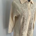 Classic Elements Vintage 90s Sz:M Petite  Cream Long floral Embroidered Sweater. Photo 7