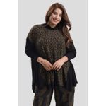 Alembika Chiu Oversized Cheetah Mock Neck Top Women XL Brown Black Photo 9