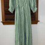 Anthropologie NWT $209 x Faithfull Green Gingham Lilou Smocked Maxi Dress M Photo 1