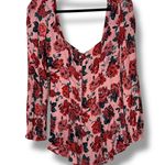 Beach Riot Sailor All Over Floral Rose Print Long Sleeve Button Romper Small Photo 0