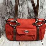 Relic  Rust Corduroy Double Handled Barrel Bag Brown Leather Straps Accents Y2K Photo 12