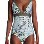 DKNY  Printed V-Neck Tankini Top Size Medium Photo 0