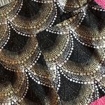 Healing Hands Women’s Black and Gold Patterned Women's Scrub Top Sz Small Photo 3