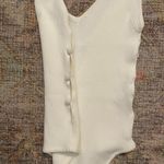 Lulus NWOT  All Buttoned Up Ivory Knit Sleeveless Side Button Bodysuit Photo 13