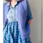 Womens Sweater Vest Hand knit Crochet Purple Open Cottage core Grannycore Size M Photo 4