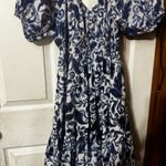 Tuckernuck  Blue Mini Sundress with Puff Sleeves and Sweetheart Neckline Photo 8