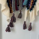 Multicolor Zigzag Knit Poncho with Tassels Black Size undefined Photo 3