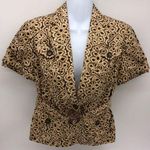 Banana Republic Cotton/Linen Blend Ikat Tribal Print Short Sleeve Safari Jacket Photo 0