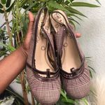 Mudd Rare 2000s Y2K Brown purple plaid schoolgirl ruched maryjane 3” heels pumps slingback Photo 1