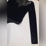 Lulus Positively Plush Black Velvet Notch Neck Thong Bodysuit Women's SMALL NWT Photo 3