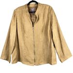 Laura Scott  Womens Jacket 1X Khaki Faux Suede Blazer Business Casual Office NWT Photo 0