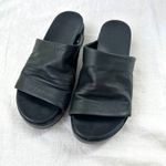 Bueno Leather Platform Slide Sandals - Black Ruched Strap - Women's 38 Photo 6