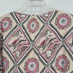 Crown & Ivy Boho Top Pink Floral Quilt Pattern Crochet Split Neck Size XXL Photo 6