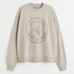 H&M  Balance & Wellness club crewneck sweatshirt pullover greige taupe neutral Photo 0