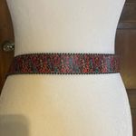 Printed Rhinestones Big Skull And Bones Buckle Red Belt Punk Goth 49” Photo 1