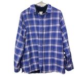 LL Bean Fleece Lined Flannel Purple Plaid Shirt‎ Jacket Shacket MEDIUM Photo 1