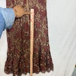 Calvin Klein  2 Lace Brown Dress Floral A-Line Sheath Fringe Formal Wedding Party Photo 11