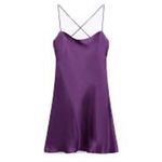 ZARA NWT Purple Satin lingerie style cowl neck tie back mini dress XL Photo 3