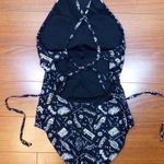 Harry Potter Spells Swimsuit Womens S Black White Spell Words Graphic Back Strap Photo 2