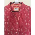 Holding Horses  Anthropologie Bird Print Gauzy Roll Tab Sleeve Top Shirt Womens 4 Photo 4